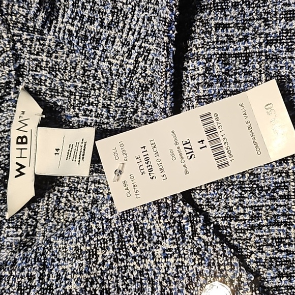White House Black Market - NWT - Moto Style   Jacket - Size 14 - Blue Celeste - Picture 5 of 11